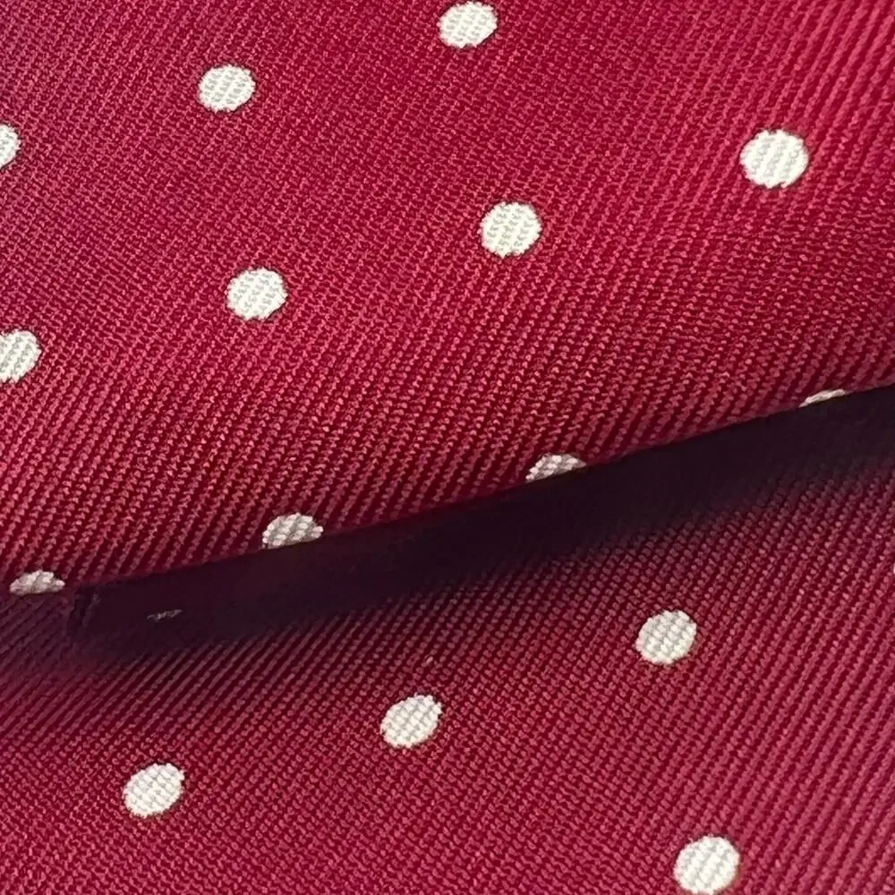 Harrods Silk Burgundy White Polka Dots Necktie Made in England Career College